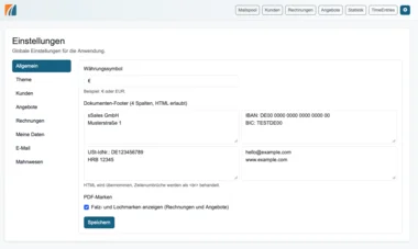 Einstellungen (Demo-Daten)