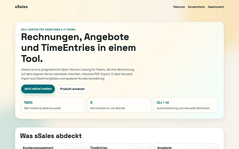 Screenshot von sSales
