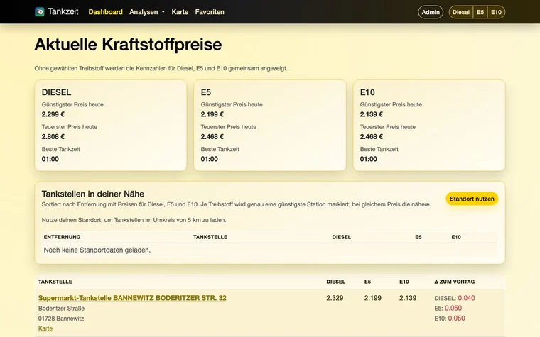 Screenshot von Tanken in Dresden